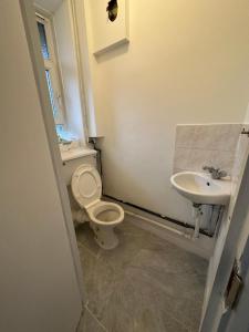a bathroom with a toilet and a sink at Tobacco Docks & St Katherine's Rooms in London