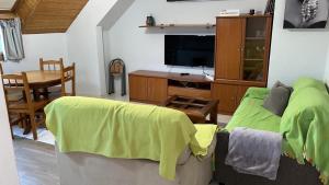 a living room with a couch and a tv at Apartamento Pico Aspe in Jaca