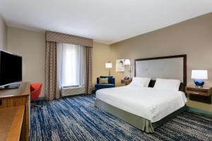 泰特斯維爾的住宿－泰特斯維爾/I-95州際公路肯尼迪航天中心漢普頓酒店，配有一张床和一台平面电视的酒店客房