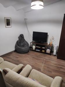 uma sala de estar com um sofá e uma televisão de ecrã plano em CASA DALMA em Ballestar