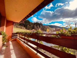 a balcony with a view of a river at Family Hotel Savov in Chepelare