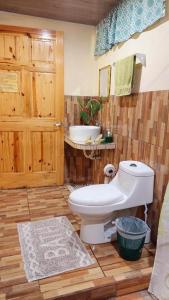 a bathroom with a toilet and a sink at Casa el Tortugo in Drake