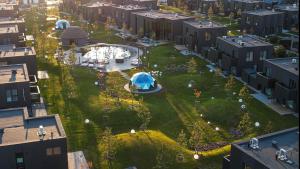 an aerial view of a park in a city at Day off apartment I Mano jūra 3 in Palanga