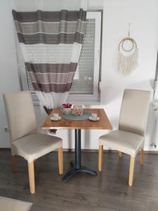 un tavolo e due sedie in una stanza di Apartman Harmony 2 a Banja Koviljača