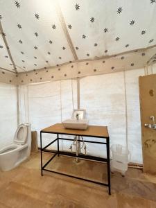 een badkamer met een wastafel en een toilet bij Osaka Desert Safari Camp in Jaisalmer