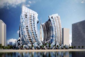 uma representação de dois edifícios altos numa cidade em Elegant Studio near Burj Khalifa and Dubai Mall em Dubai