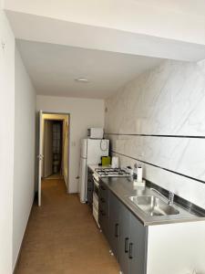 eine Küche mit Spüle und Kühlschrank in der Unterkunft Refugio Urbano in Neuquén