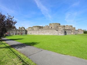 a castle with a green field in front of it at Bro Dawel in Beaumaris