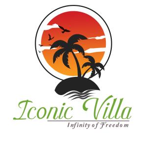 logo vectoriel d'une île avec des palmiers et le coucher du soleil dans l'établissement Iconic Villa, à Ahangama