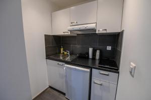 Kuchyň nebo kuchyňský kout v ubytování Hotel de France