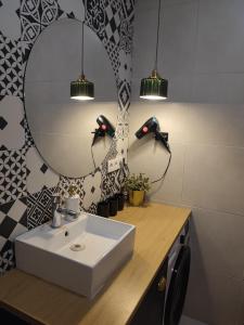 a bathroom with a sink and a mirror at Zagreb 1911 in Zagreb