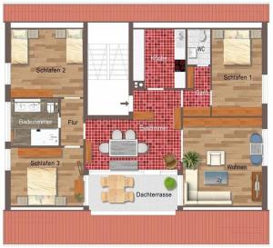 a floor plan of a small house with at BodenSEE Apartment Langenargen Möwenweg in Langenargen