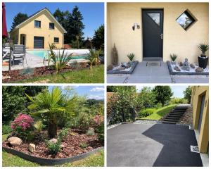 un collage de photos d'une maison et d'une allée dans l'établissement La Soranaise, chambre chez habitant à la campagne, à Sorans-lès-Breurey