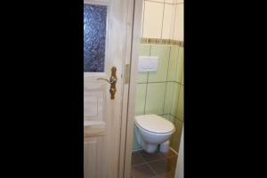 La salle de bains est pourvue de toilettes et d'une fenêtre. dans l'établissement Chalet le Grand Tétras, à La Bresse