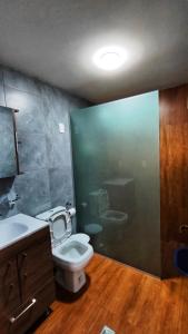 uma casa de banho com um WC e um lavatório em Guest House in Sucre em Sucre