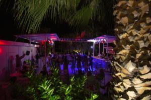 un grupo de personas bailando en una fiesta por la noche en HOTEL SISSY, en Kamena Vourla