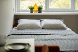 Postel nebo postele na pokoji v ubytování Cozy apartment in Zverynas