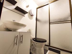 a bathroom with a toilet and a sink at Excelente Apto a 10 minutos de el Aeropuerto in Bogotá