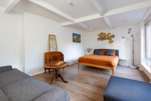 a living room with a bed and a couch at La Maison de maître - centre historique - 3 rue henriette in Mulhouse