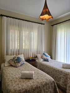 琵琶的住宿－Casa Pipa Beleza，一间卧室设有两张床和窗户。