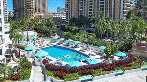 an aerial view of a resort with a swimming pool at Ilikai 1243 in Honolulu