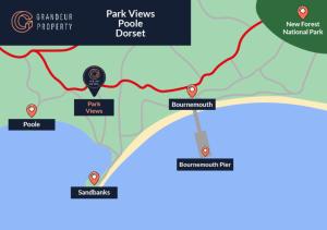 a map of the park views pokeweed project at NEW! Decadent 2-Bed, Park Views, WiFi & Parking - Park Views in Poole