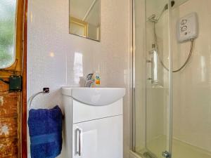 uma casa de banho com um lavatório e um chuveiro em Bessie - Uk45591 em Seend