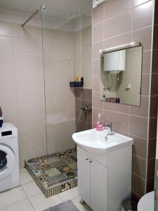 塞拉耶佛的住宿－Apartman Zana，带淋浴、盥洗盆和卫生间的浴室
