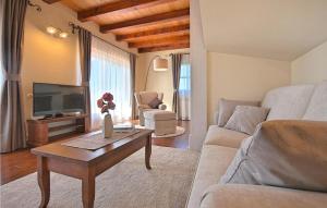 ein Wohnzimmer mit einem Sofa und einem TV in der Unterkunft Villa Fontanella in Višnjan