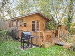 a log cabin with a grill in the yard at Lion House- Uk45705 in Brinkley