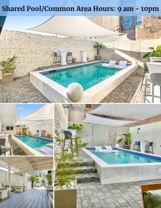 a collage of photos of a swimming pool at Galaxy Rooftop Villa in New Orleans