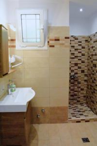 a bathroom with a sink and a shower at Starvillas Apartments and Studios in Ayia Evfimia