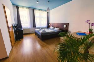 un soggiorno con letto e divano di Hotel & Apartments Altstadtperle a Dresda
