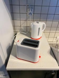 einen Toaster, der auf einer Theke in einer Küche sitzt in der Unterkunft Cozy appartement en plein coeur de Dax Fontaine Chaude in Dax