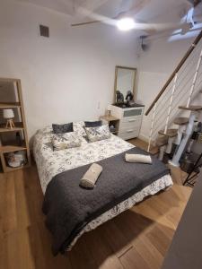 Katil atau katil-katil dalam bilik di Beau duplex sur le vieux port