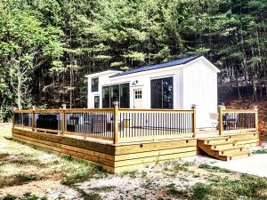诺克斯维尔Tiny Home Big Fun的一座小房子,设有大型木甲板