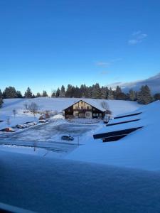 a house in the snow with snow w obiekcie Location montagne le Revard w mieście Pugny-Chatenod