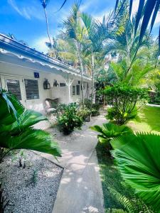 einen Innenhof eines Hauses mit Palmen in der Unterkunft non disponible in Las Terrenas