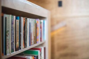 a row of books on a book shelf at The Natural Home Prime Fitzroy Location in New Plymouth