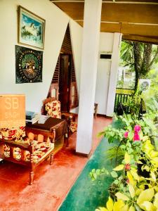 ein Wohnzimmer mit Sofa und einigen Pflanzen in der Unterkunft Singh Brothers in Nallathanniya