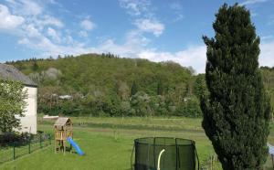 a playground in a field with a tree at Ferienhaus | Blick zur Ahr in Antweiler