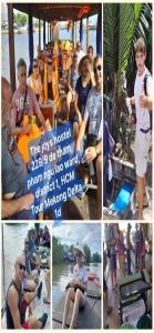 a collage of photos of people on a boat at THE JOYS HOSTEL in Ho Chi Minh City