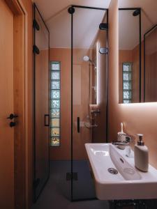 y baño con lavabo y ducha. en Stereo House by Larsen, en Tallin