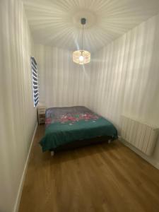 een slaapkamer met een bed in een witte kamer bij Appartement Paul riquet avec place de parking in Béziers