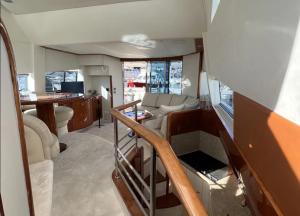 a view of a living room of a boat at Bliss Motor yacht Fairline Squadron 52 in Piraeus