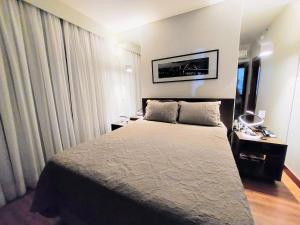een hotelkamer met een bed en een bureau bij Bonaparte hotel D411 in Brasilia