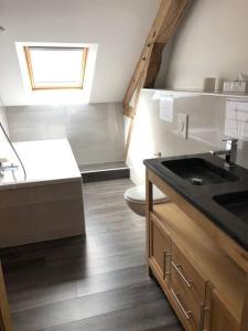 a bathroom with a toilet and a sink and a window at Chateau de Tosny in Tosny +43 photos