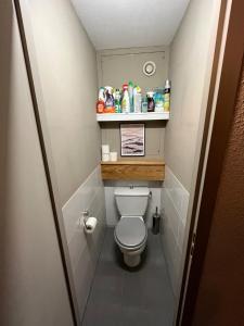 ein kleines Bad mit WC in einem kleinen Zimmer in der Unterkunft Superbe studio au pied des pistes in La Morte