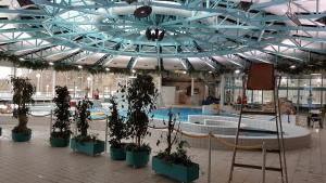 duży budynek z basenem i roślinami w nim w obiekcie logies 'Raapbreuk' w mieście Herentals