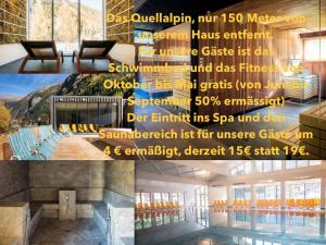 uma colagem de fotos de um hotel com um anúncio em Schönes Studio im ruhigen Kaunertal em Kaunertal